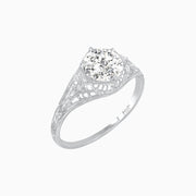 Antique Inspired Hexagonal Round Center Mounting Ring with Openwork - Shahin Jewelry